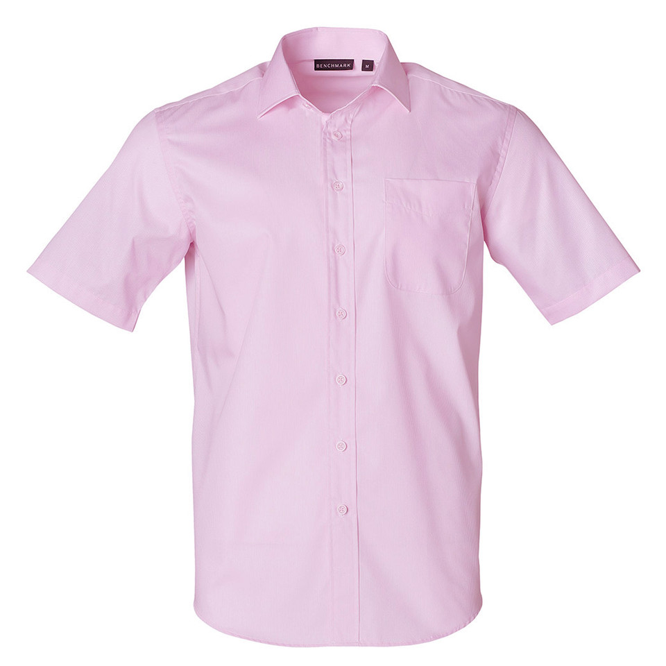 MENS TAPED SEAM SHORT SLEEVE SHIRT Business Office Soft Pink